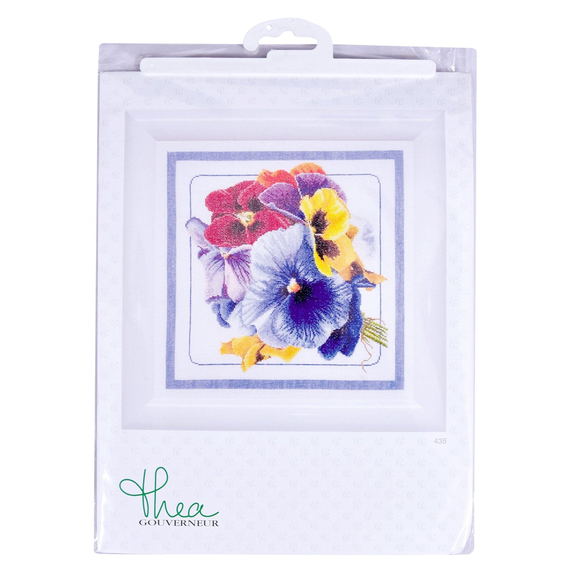 Thea Gouverneur - Counted Cross Stitch Kit - Pansies - Linen - 36 count - 435 - Thea Gouverneur Since 1959