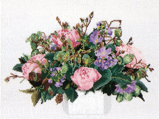 Thea Gouverneur - Counted Cross Stitch Kit - Peonies - Linen - 32 count - 1080 - Thea Gouverneur Since 1959