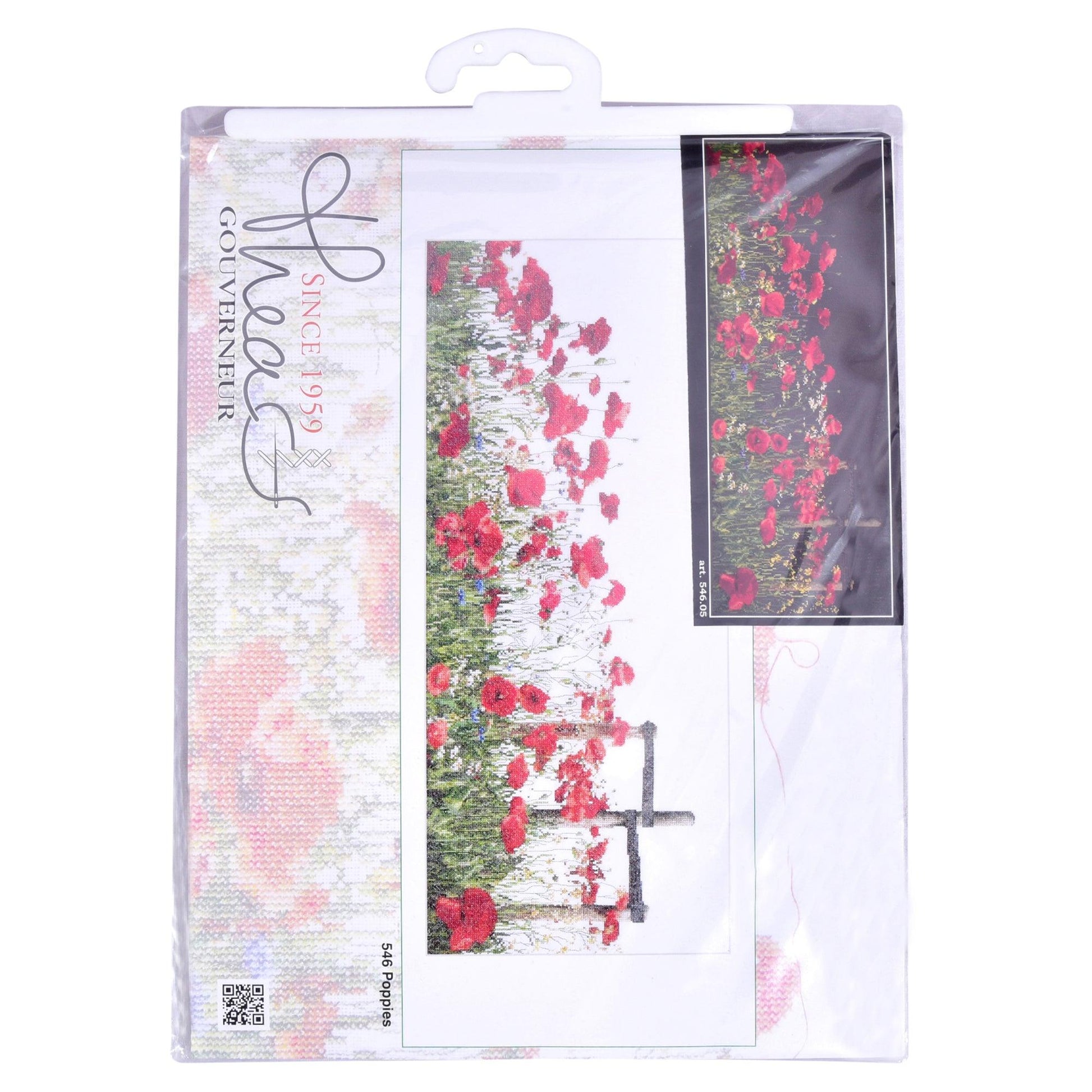 Thea Gouverneur - Counted Cross Stitch Kit - Poppies - Aida Black - 18 count - 546.05 - Thea Gouverneur Since 1959