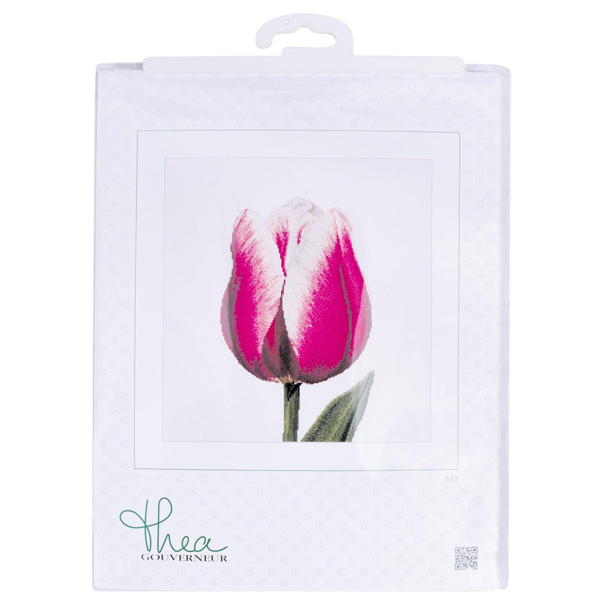 Thea Gouverneur - Counted Cross Stitch Kit - Red/White Triumph Tulip - Linen - 32 count - 517 - Thea Gouverneur Since 1959