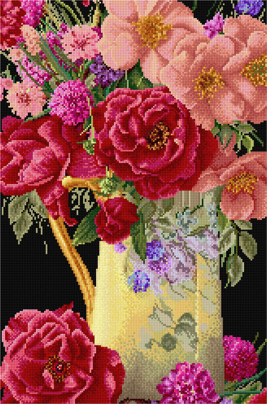 Thea Gouverneur - Counted Cross Stitch Kit - Rose Bouquet - Aida Black - 18 count - 3019.05 - Thea Gouverneur Since 1959