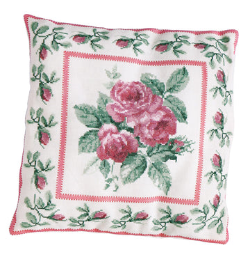 Thea Gouverneur - Counted Cross Stitch Kit - Rose Bouquet Cushion - Aida - 12 count - 2034A - Thea Gouverneur Since 1959