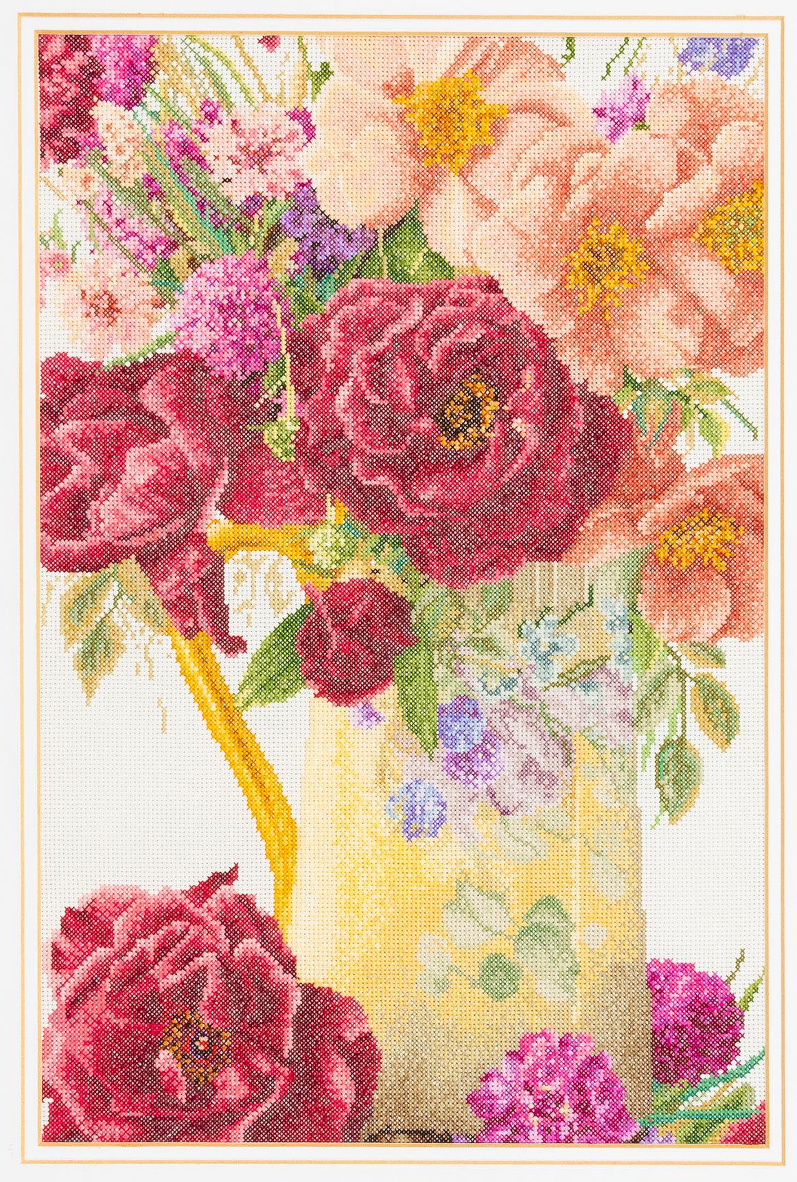 Thea Gouverneur - Counted Cross Stitch Kit - Rose Bouquet - Linen - 36 count - 3019 - Thea Gouverneur Since 1959