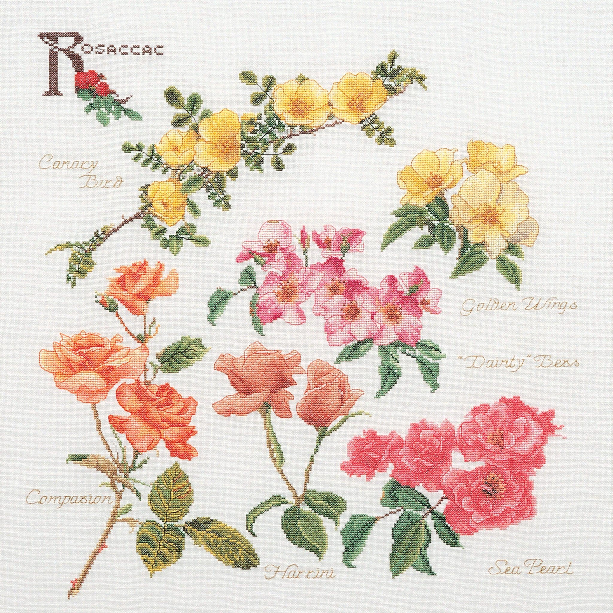 Thea Gouverneur - Counted Cross Stitch Kit - Rose Panel - Linen - 32 count - 3066 - Thea Gouverneur Since 1959