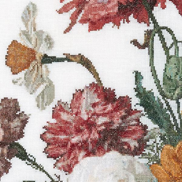 Thea Gouverneur - Counted Cross Stitch Kit - Still Life with Flowers in a glass Vase - Linen - 36 count - 785 - Thea Gouverneur Since 1959