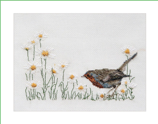 Thea Gouverneur - Counted Cross Stitch Kit - Summer Robin Bird - Aida - 16 count - 792A - Thea Gouverneur Since 1959