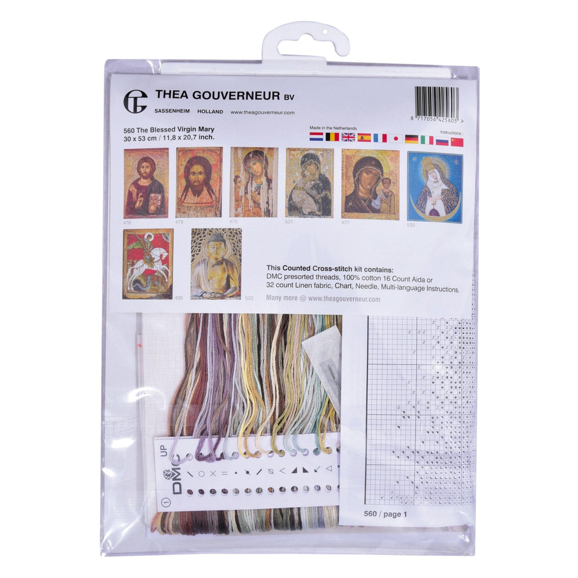 Thea Gouverneur - Counted Cross Stitch Kit - The Blessed Virgin Mary - Linen - 32 count - 560 - Thea Gouverneur Since 1959