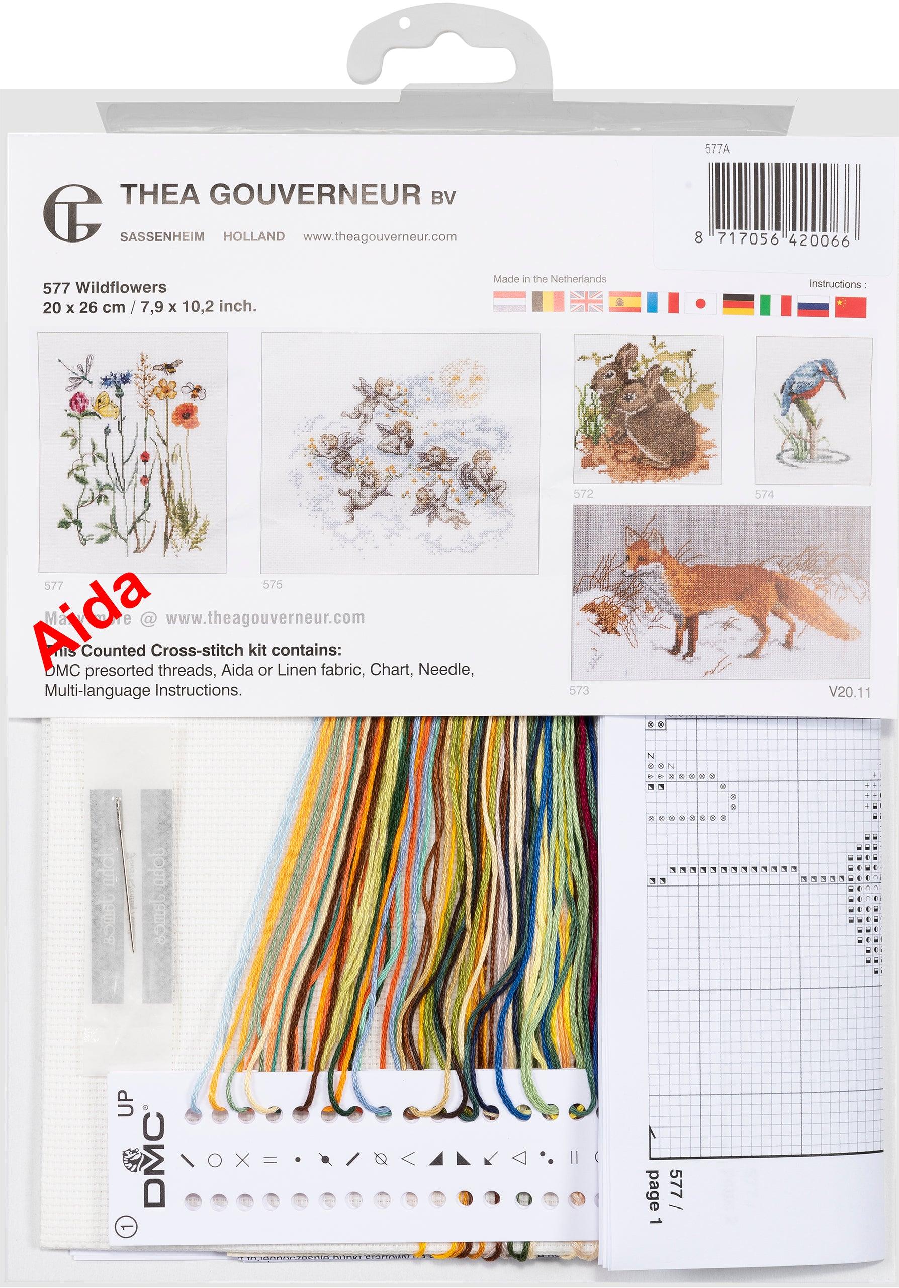 Thea Gouverneur - Counted Cross Stitch Kit - Wildflowers - Aida - 16 count - 577A - Thea Gouverneur Since 1959